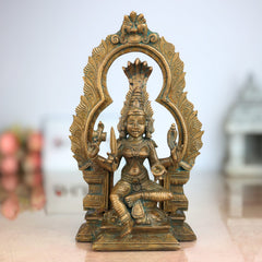 Handcrafted Bronze Mariamman Idol | Panchaloha Mariamma Murti | Traditional South Indian Goddess Statue for Home & Temple,Brown, 8 Inch, 1 Piece