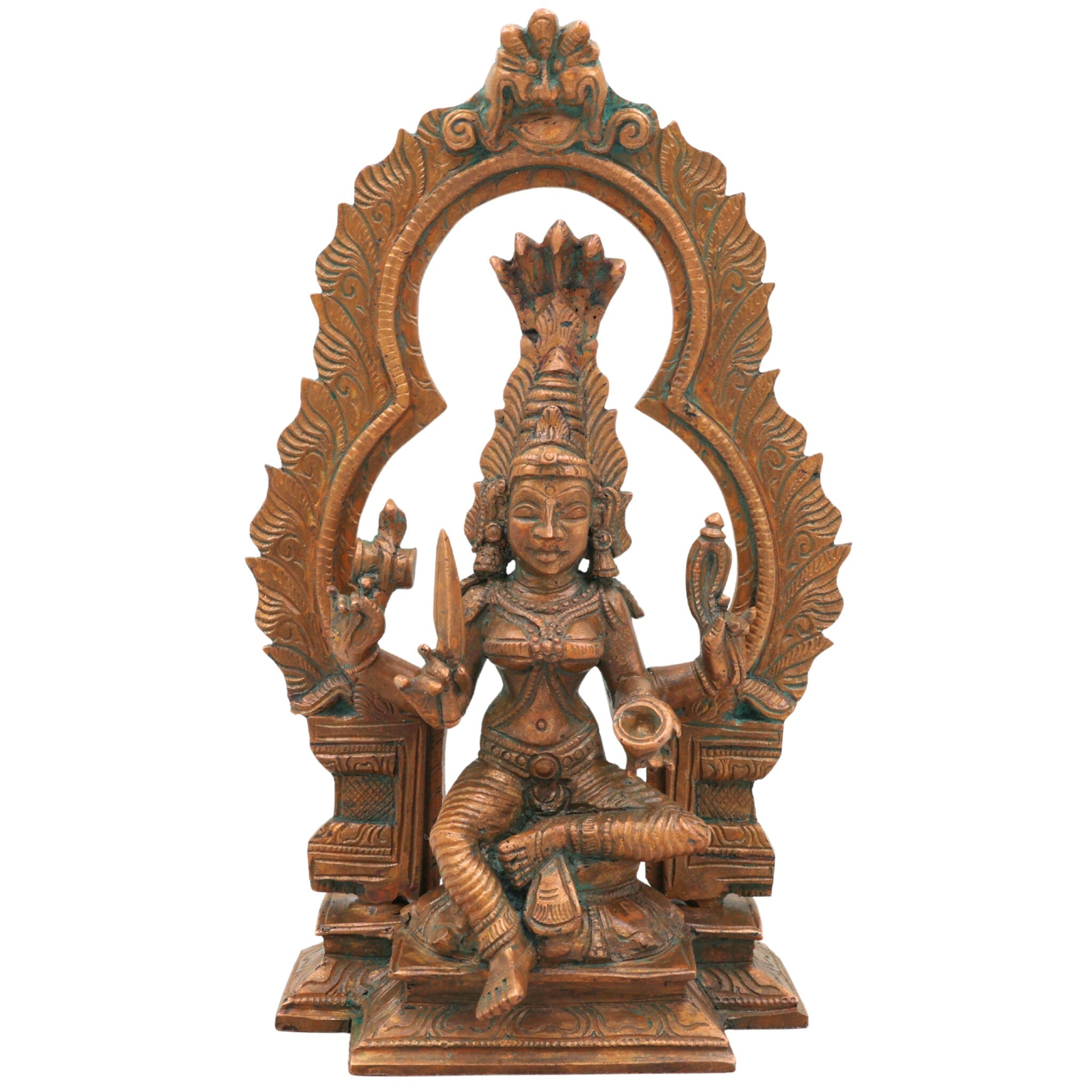 Handcrafted Bronze Mariamman Idol | Panchaloha Mariamma Murti | Traditional South Indian Goddess Statue for Home & Temple,Brown, 8 Inch, 1 Piece