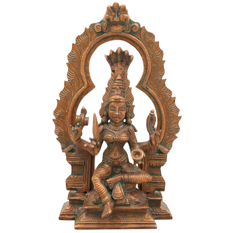 Handcrafted Bronze Mariamman Idol | Panchaloha Mariamma Murti | Traditional South Indian Goddess Statue for Home & Temple,Brown, 8 Inch, 1 Piece