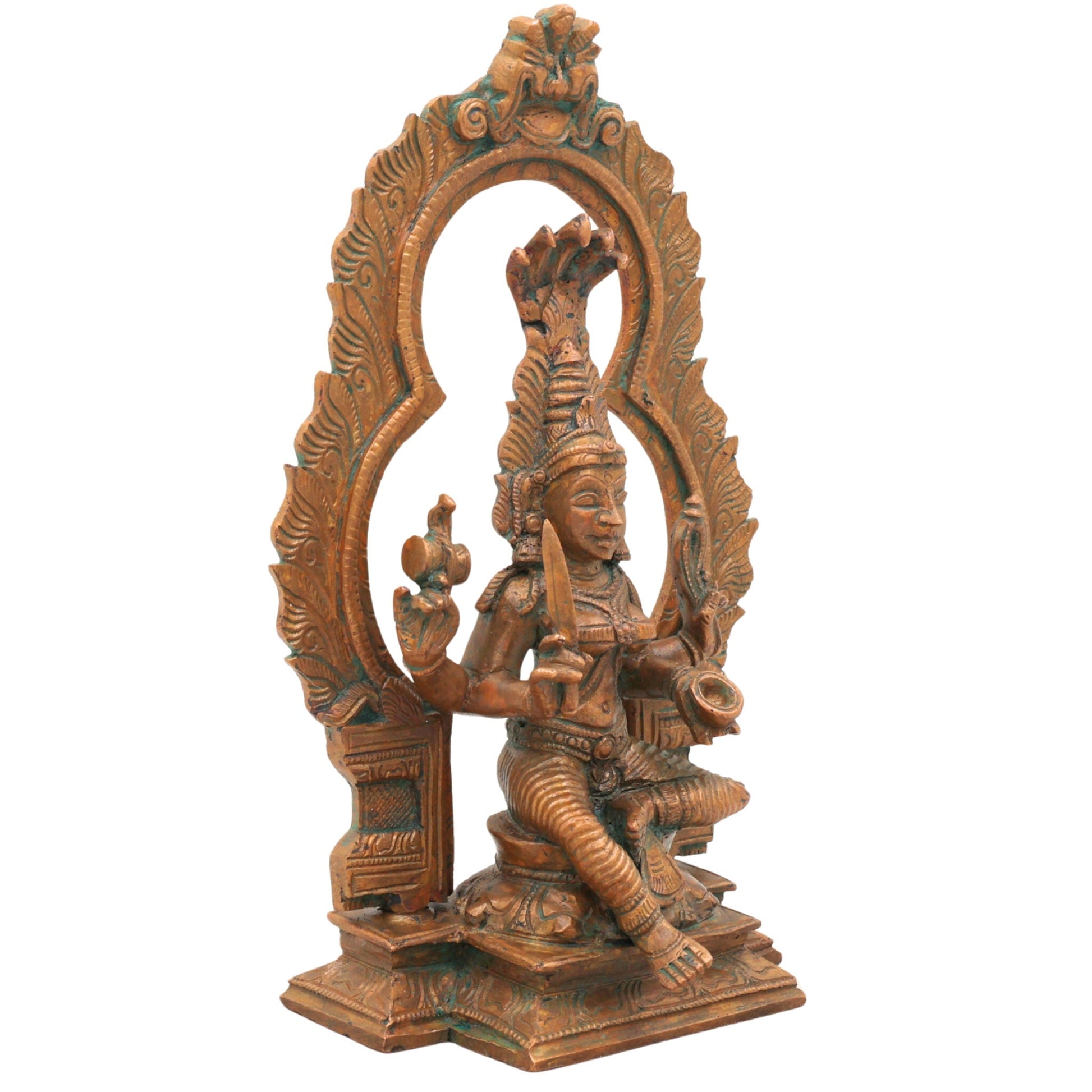 Handcrafted Bronze Mariamman Idol | Panchaloha Mariamma Murti | Traditional South Indian Goddess Statue for Home & Temple,Brown, 8 Inch, 1 Piece