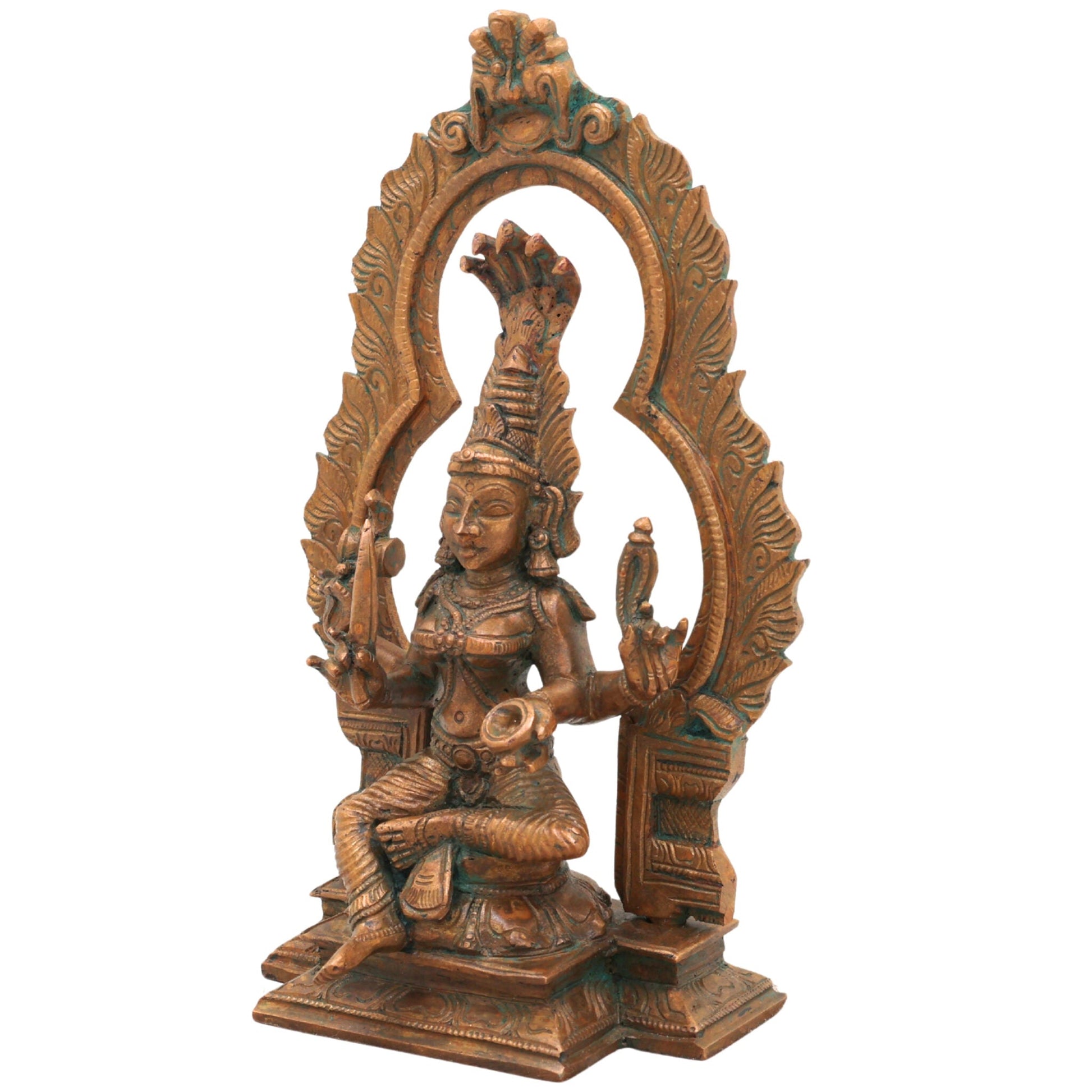 Handcrafted Bronze Mariamman Idol | Panchaloha Mariamma Murti | Traditional South Indian Goddess Statue for Home & Temple,Brown, 8 Inch, 1 Piece