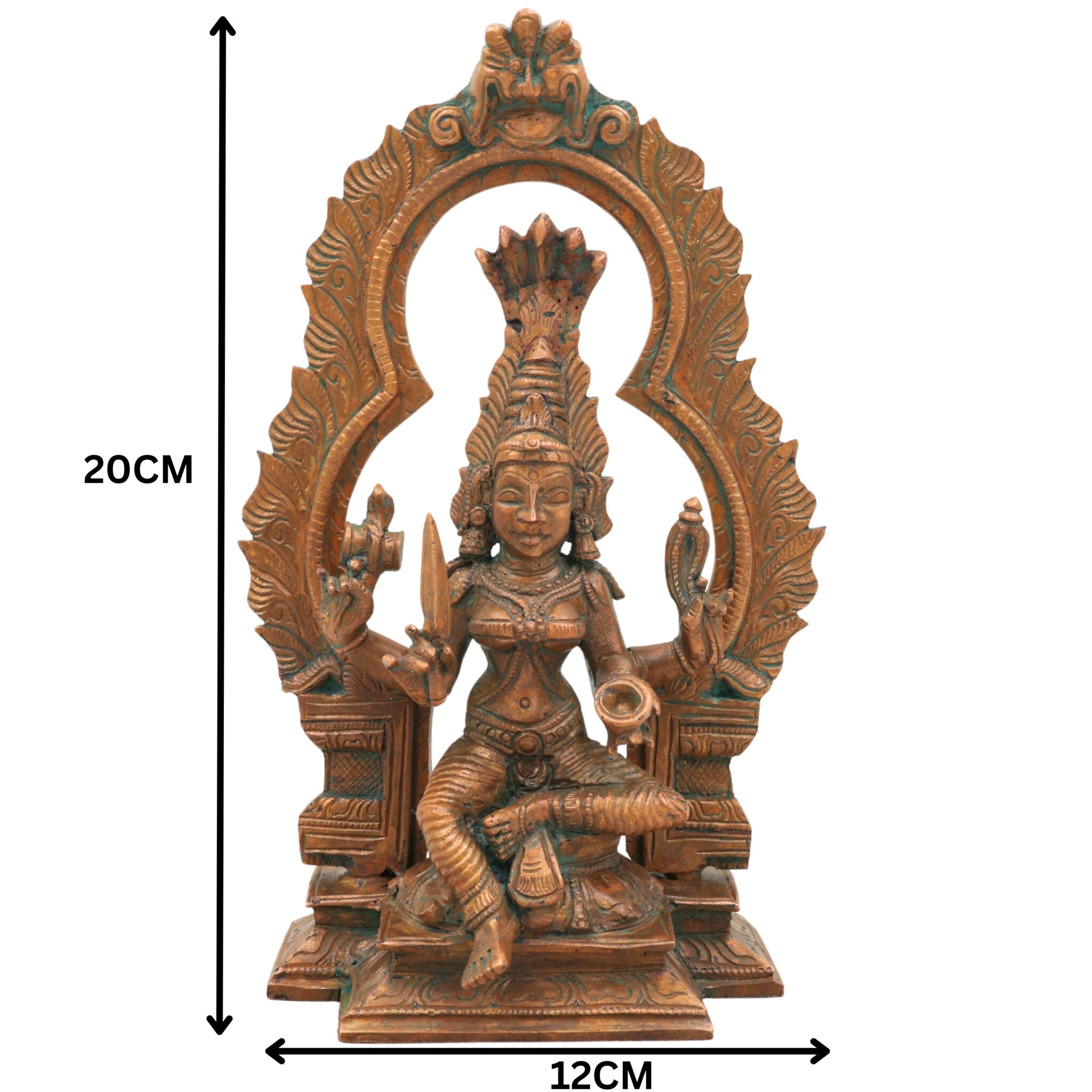 Handcrafted Bronze Mariamman Idol | Panchaloha Mariamma Murti | Traditional South Indian Goddess Statue for Home & Temple,Brown, 8 Inch, 1 Piece