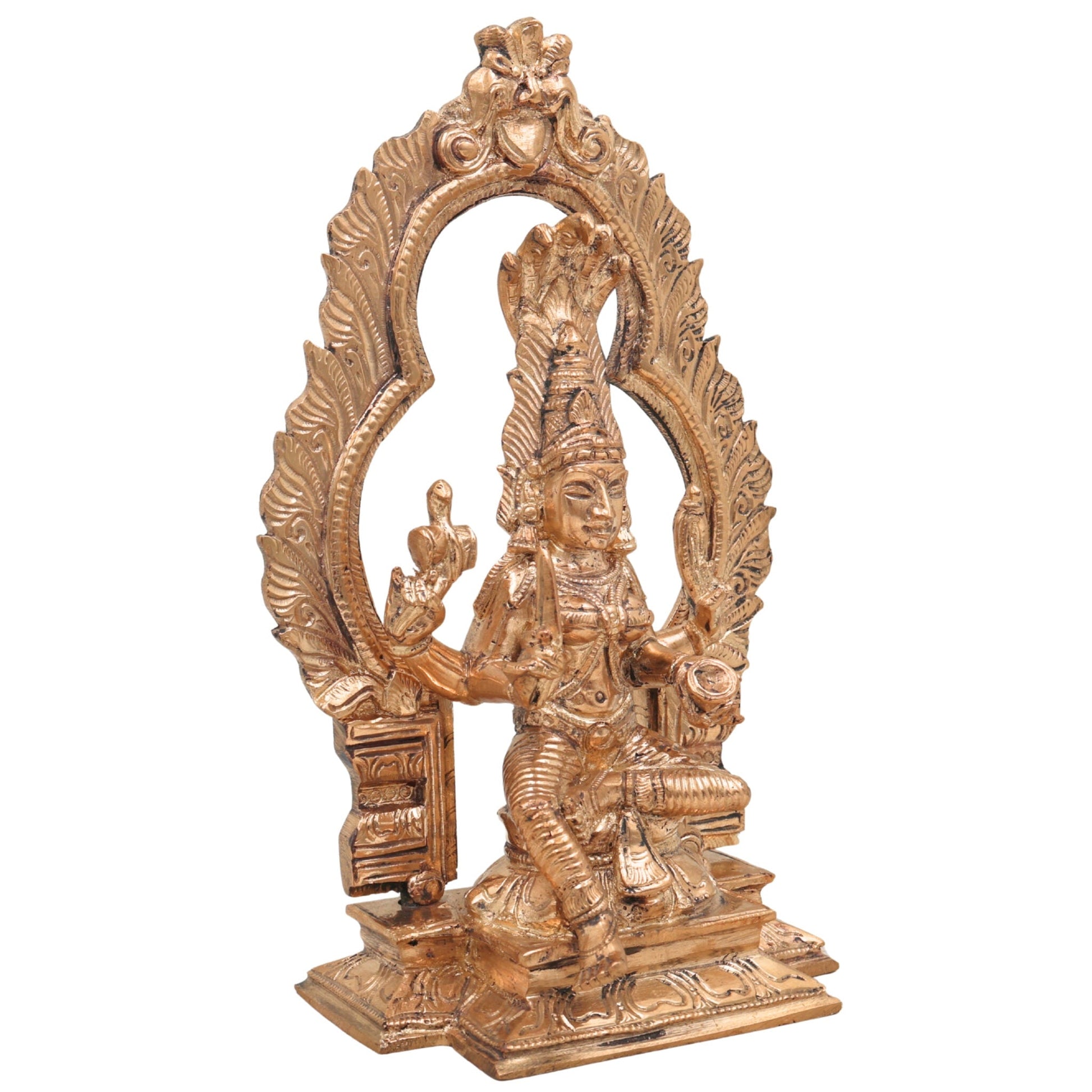 Handcrafted Bronze Mariamman Idol | Panchaloha Samayapuram Karumari Amman | South Indian Grama Devata Sculpture for Temple & Home,Brown, 8 Inch, 1 Piece