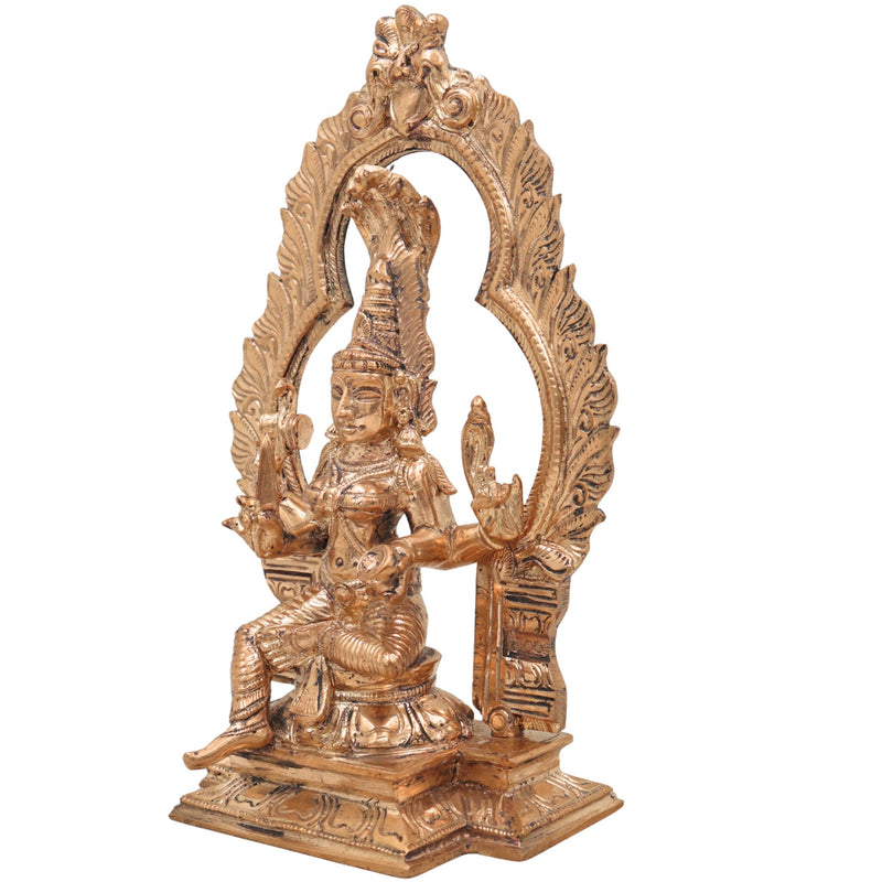 Handcrafted Bronze Mariamman Idol | Panchaloha Samayapuram Karumari Amman | South Indian Grama Devata Sculpture for Temple & Home,Brown, 8 Inch, 1 Piece