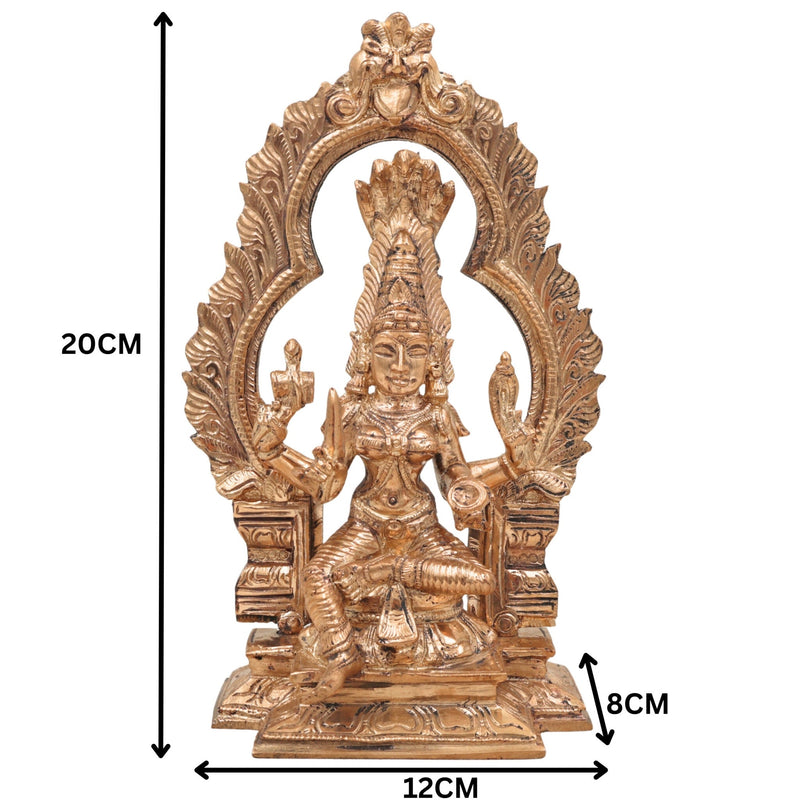 Handcrafted Bronze Mariamman Idol | Panchaloha Samayapuram Karumari Amman | South Indian Grama Devata Sculpture for Temple & Home,Brown, 8 Inch, 1 Piece