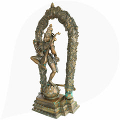 Handcrafted Large Bronze Panchaloha Saraswati Idol, Sharada Vagdevi Murti for Temple, Home & Office Decor, Goddess of Knowledge & Wisdom Statue,Brown, 42.5 Inch, 1 Piece
