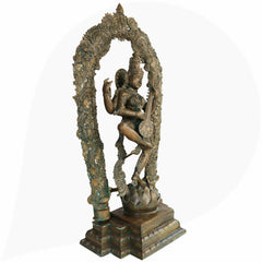 Handcrafted Large Bronze Panchaloha Saraswati Idol, Sharada Vagdevi Murti for Temple, Home & Office Decor, Goddess of Knowledge & Wisdom Statue,Brown, 42.5 Inch, 1 Piece