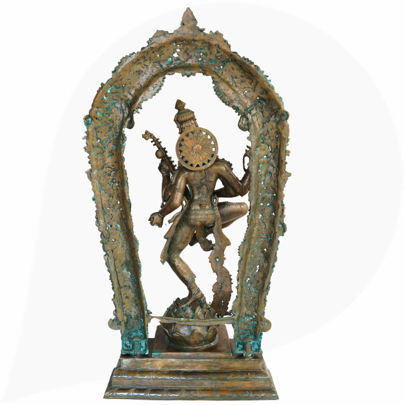 Handcrafted Large Bronze Panchaloha Saraswati Idol, Sharada Vagdevi Murti for Temple, Home & Office Decor, Goddess of Knowledge & Wisdom Statue,Brown, 42.5 Inch, 1 Piece