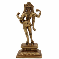 Brass Bhikshatana Shiva Idol – Handcrafted Bhikshtana Statue, Bhairava Murti, Bhairav Sculpture for Home Decor and Puja, Gold, 7 Inch, 1 Piece