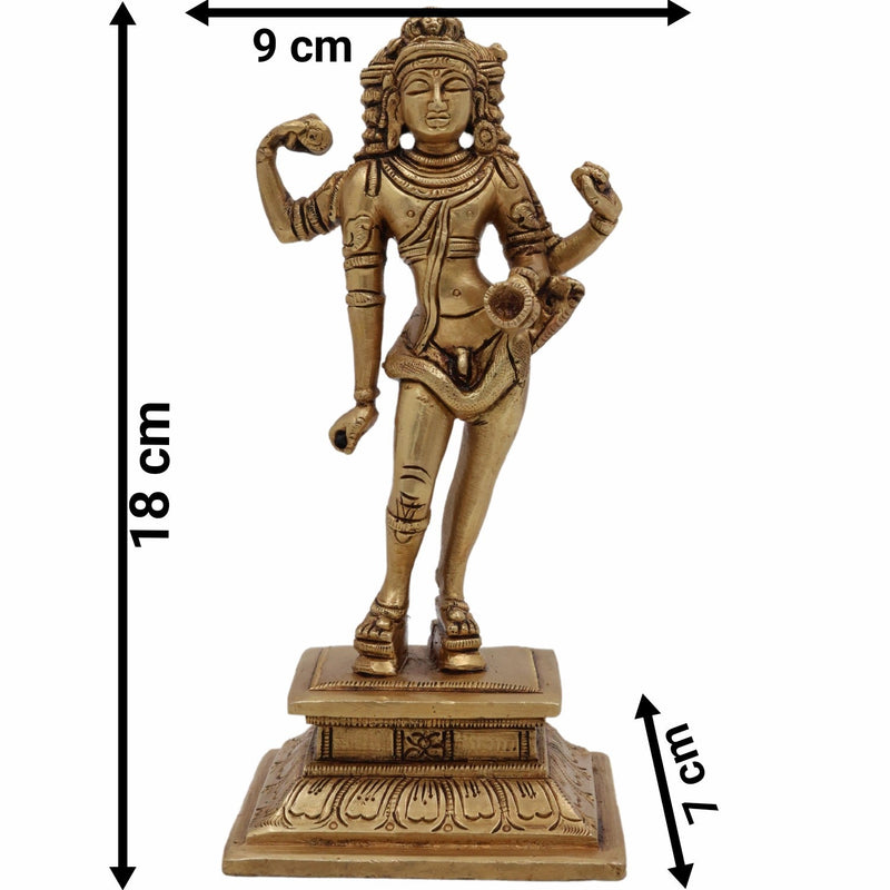 Brass Bhikshatana Shiva Idol – Handcrafted Bhikshtana Statue, Bhairava Murti, Bhairav Sculpture for Home Decor and Puja, Gold, 7 Inch, 1 Piece