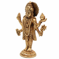 Handcrafted Brass Lord Dhanvantari Idol | Bhagwan Dhanwantari Murti – God of Ayurveda, Healing & Amrit Kalash Statue for Puja, Temple & Home Decor,Gold, 5 Inch, 1 Piece