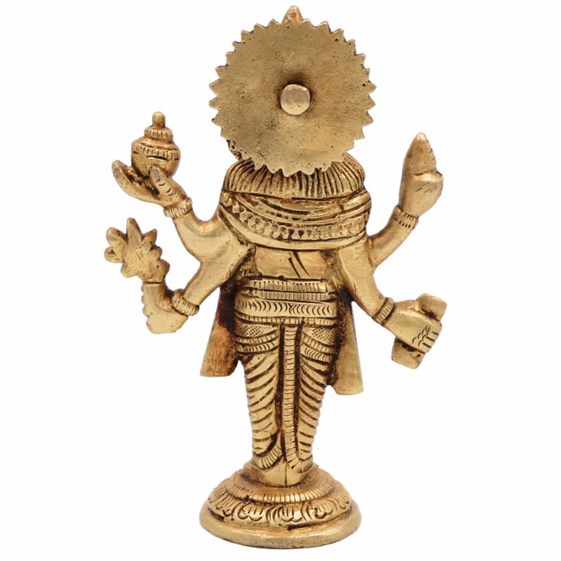 Handcrafted Brass Lord Dhanvantari Idol | Bhagwan Dhanwantari Murti – God of Ayurveda, Healing & Amrit Kalash Statue for Puja, Temple & Home Decor,Gold, 5 Inch, 1 Piece