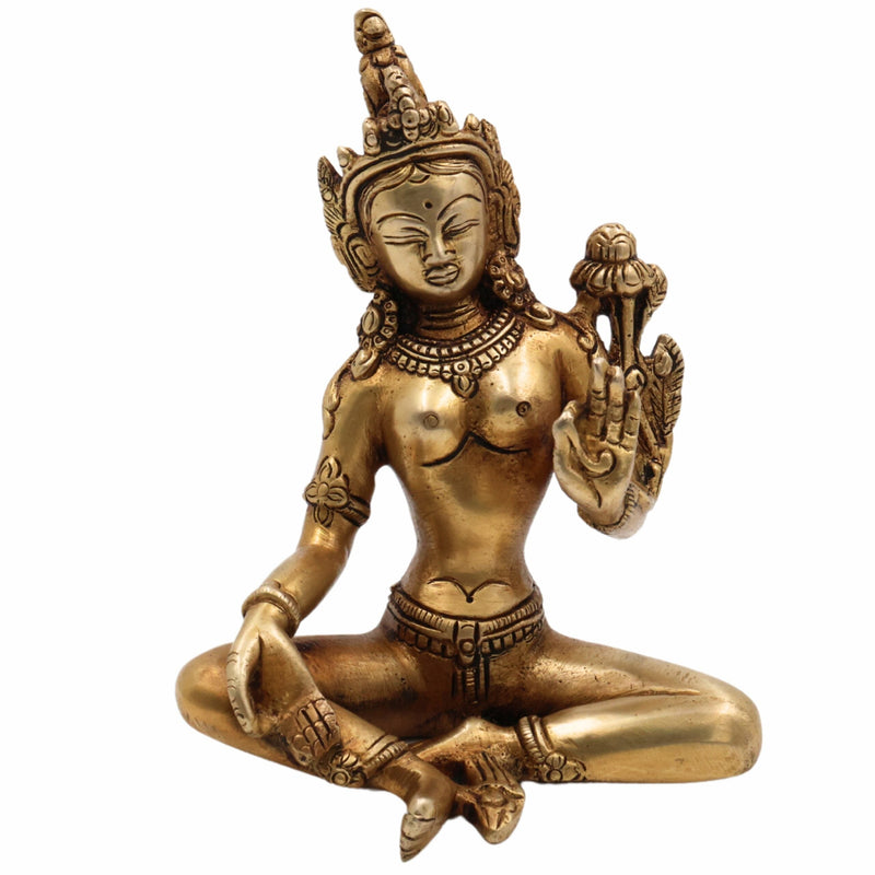 Handcrafted Brass Tara Maa Idol – Mahavidya Tara Devi | Ugra Tara | Neela Saraswati | Buddhist Hindu Goddess Statue for Pooja, Home Temple & Decor,Gold, 5.5 Inch, 1 Piece