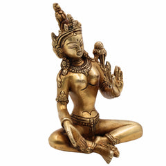 Handcrafted Brass Tara Maa Idol – Mahavidya Tara Devi | Ugra Tara | Neela Saraswati | Buddhist Hindu Goddess Statue for Pooja, Home Temple & Decor,Gold, 5.5 Inch, 1 Piece