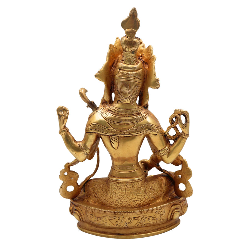 Tibetan Styled Brass Saraswati Idol, Handcrafted Mahasaraswati Murti, Sharada Devi Statue, Vidya Devi Vigraha, Vagdevi Pratima for Puja & Home Decor,Gold, 12.5 Inch, 1 Piece