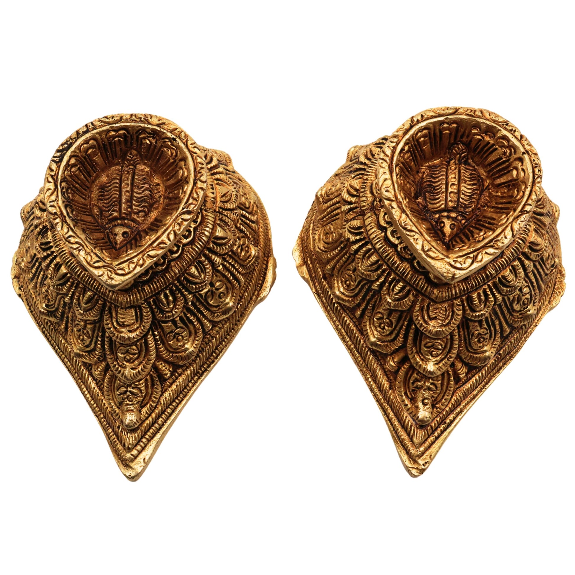 Bhunes Brass Diya Set of 2 – 2 Inch Handcrafted Designer Deepam, Pooja Lamps for Home Decor, Gold Finish, 2 Inch, 2 Piece