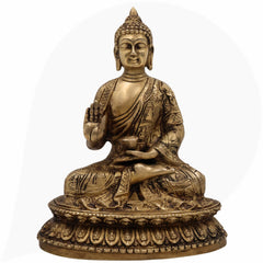 Handcrafted Brass Budha Graha Idol | Budh Dev Murti | Peetal Pital Budh Bhagwan Statue for Home Temple, Navagraha Pooja & Decor,Gold, 9 Inch, 1 Piece