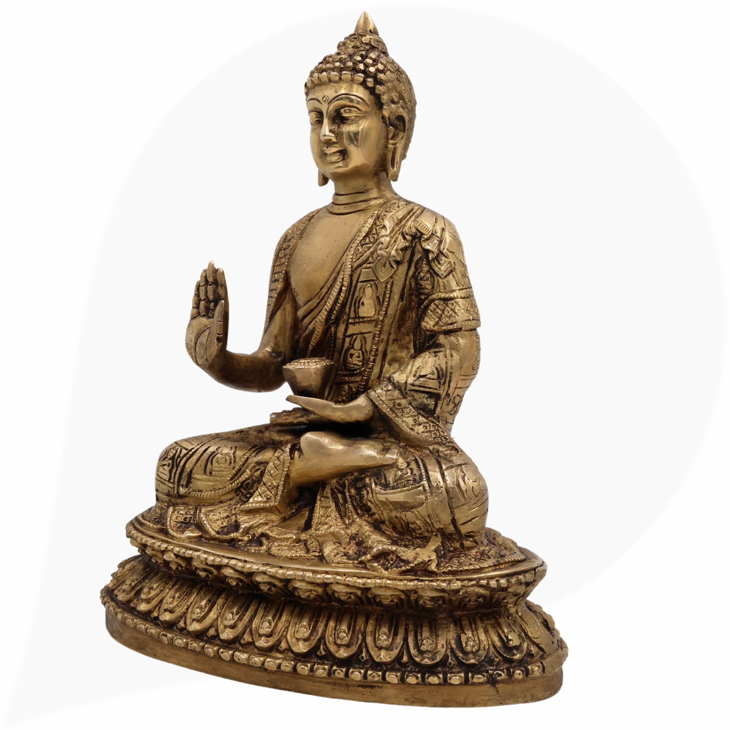 Handcrafted Brass Budha Graha Idol | Budh Dev Murti | Peetal Pital Budh Bhagwan Statue for Home Temple, Navagraha Pooja & Decor,Gold, 9 Inch, 1 Piece
