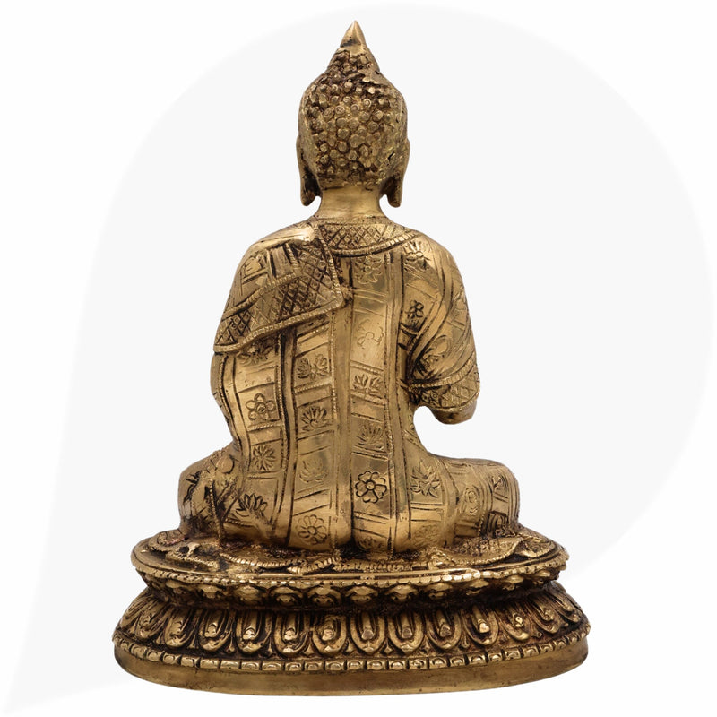 Handcrafted Brass Budha Graha Idol | Budh Dev Murti | Peetal Pital Budh Bhagwan Statue for Home Temple, Navagraha Pooja & Decor,Gold, 9 Inch, 1 Piece