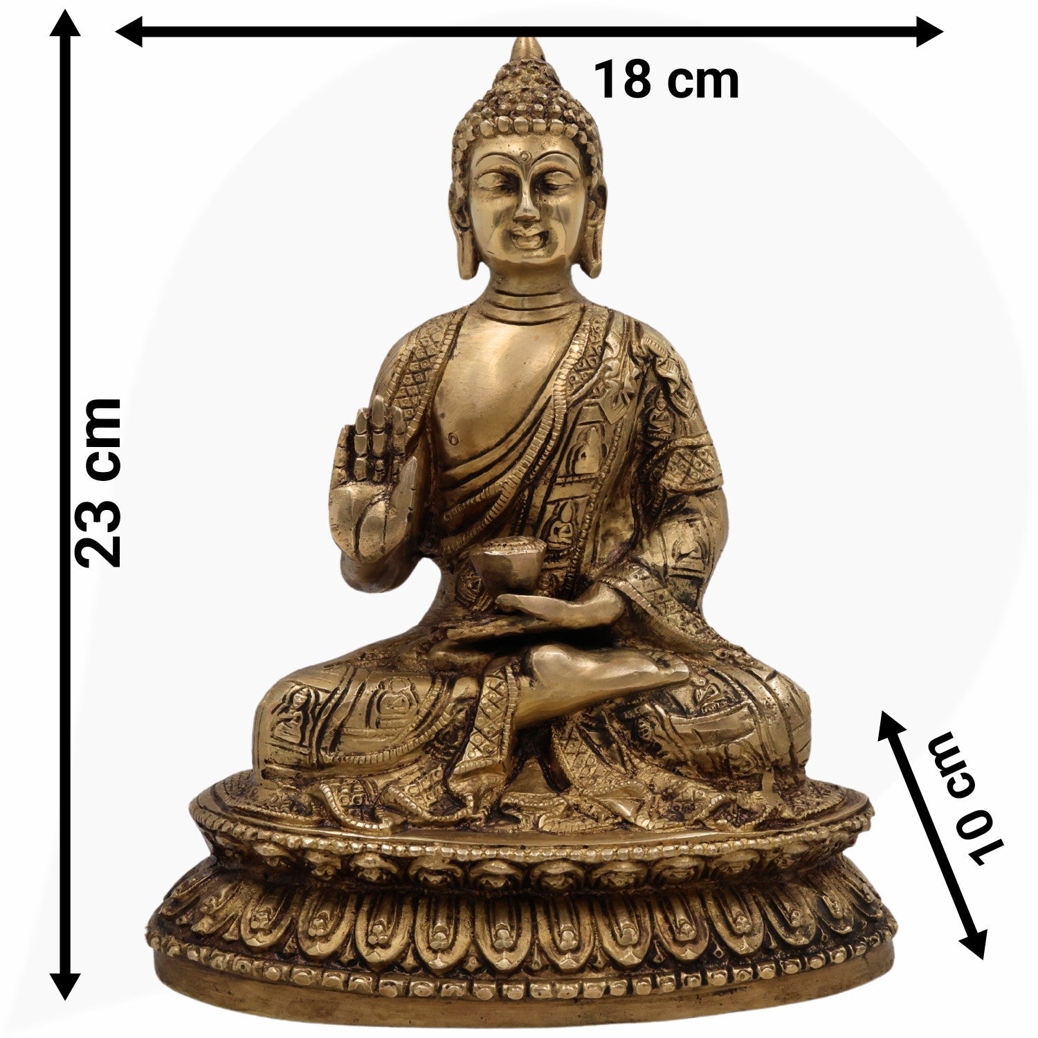 Handcrafted Brass Budha Graha Idol | Budh Dev Murti | Peetal Pital Budh Bhagwan Statue for Home Temple, Navagraha Pooja & Decor,Gold, 9 Inch, 1 Piece