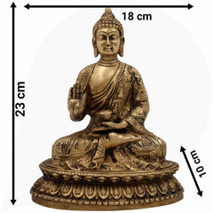 Handcrafted Brass Budha Graha Idol | Budh Dev Murti | Peetal Pital Budh Bhagwan Statue for Home Temple, Navagraha Pooja & Decor,Gold, 9 Inch, 1 Piece