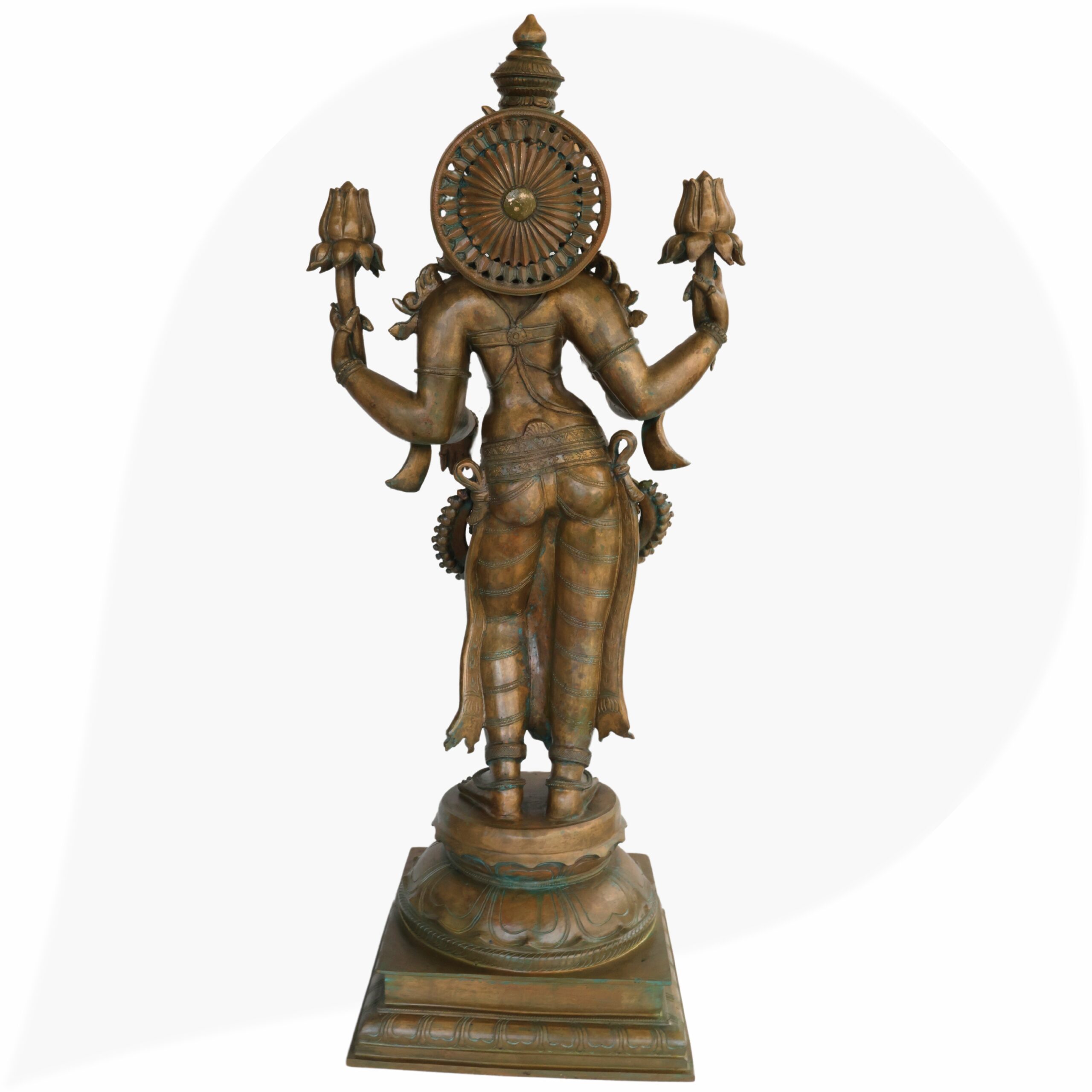 3ft Panchaloha Mahalakshmi Idol in Bronze, Handmade Goddess Lakshmi, Kamala Devi | Gajalakshmi | South Indian Chola Art Sculpture for Home & Temple,Brown, 40 Inch, 1 Piece