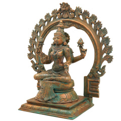 Panchaloha Handcrafted Mahalakshmi Idol in Bronze – Traditional Chola Art Sri Lakshmi | Kamala Devi Statue for Temple & Home Decor,Brown, 13.5 Inch, 1 Piece
