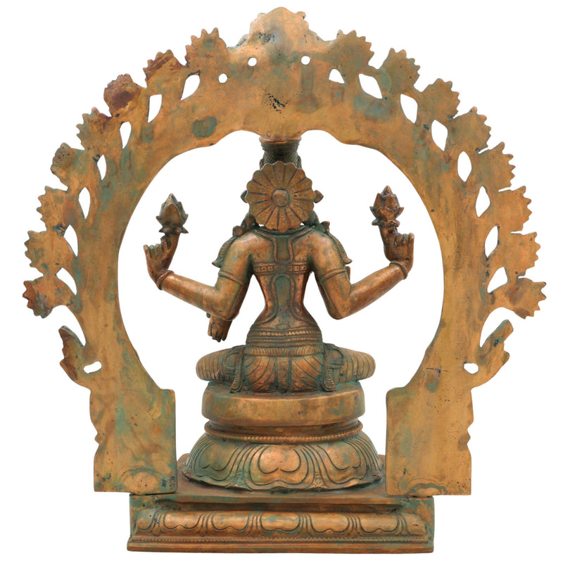 Panchaloha Handcrafted Mahalakshmi Idol in Bronze – Traditional Chola Art Sri Lakshmi | Kamala Devi Statue for Temple & Home Decor,Brown, 13.5 Inch, 1 Piece