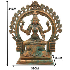 Panchaloha Handcrafted Mahalakshmi Idol in Bronze – Traditional Chola Art Sri Lakshmi | Kamala Devi Statue for Temple & Home Decor,Brown, 13.5 Inch, 1 Piece