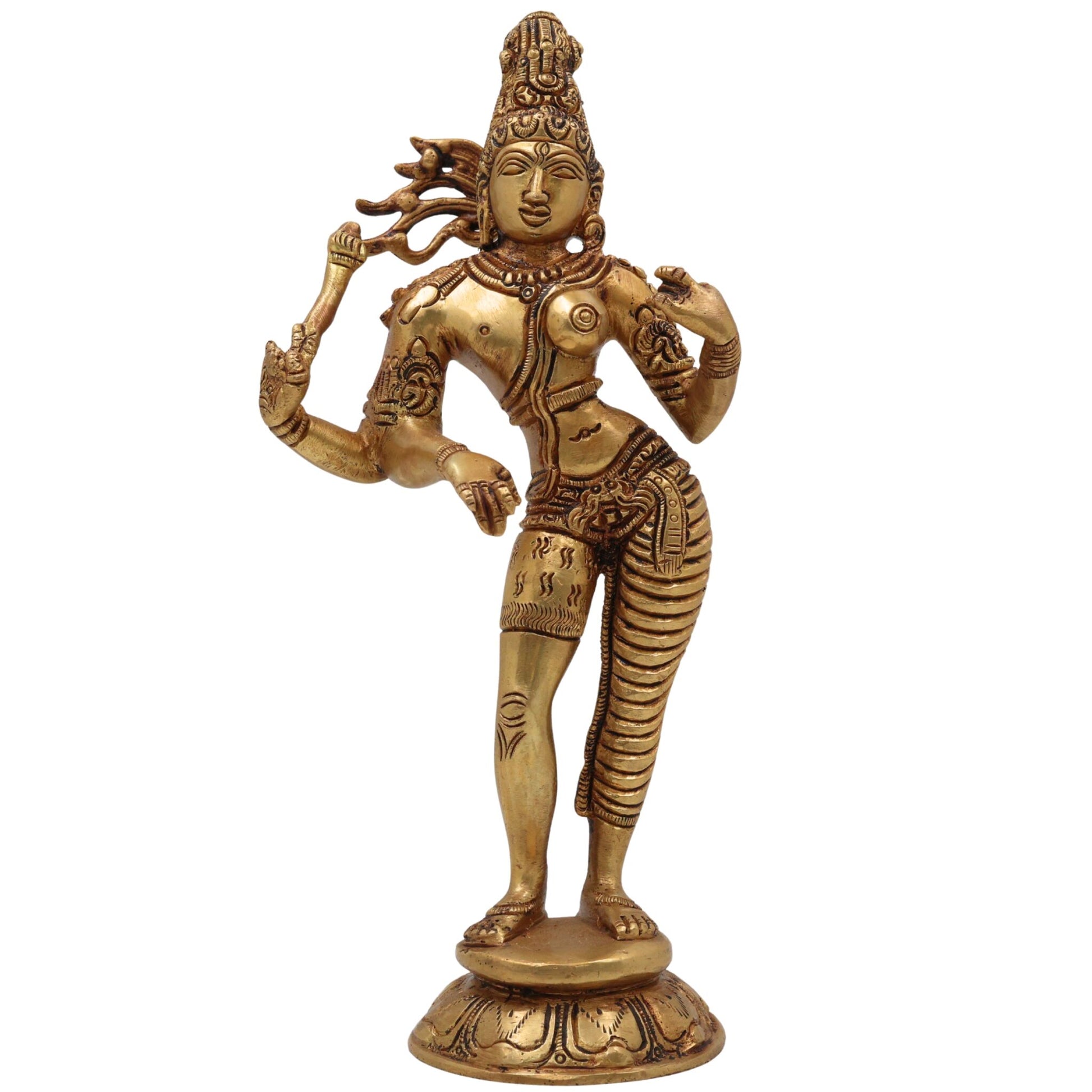 Brass Ardhanarishwar Idol – Divine Lord Shiva & Parvati Statue, Perfect Home & Temple Decor, 9 Inch, 1 Piece
