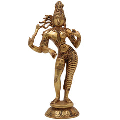 Brass Ardhanarishwar Idol – Divine Lord Shiva & Parvati Statue, Perfect Home & Temple Decor, 9 Inch, 1 Piece