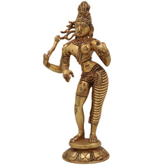 Brass Ardhanarishwar Idol – Divine Lord Shiva & Parvati Statue, Perfect Home & Temple Decor, 9 Inch, 1 Piece
