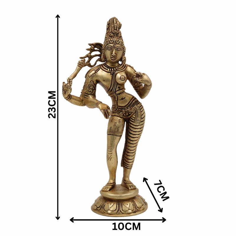 Brass Ardhanarishwar Idol – Divine Lord Shiva & Parvati Statue, Perfect Home & Temple Decor, 9 Inch, 1 Piece