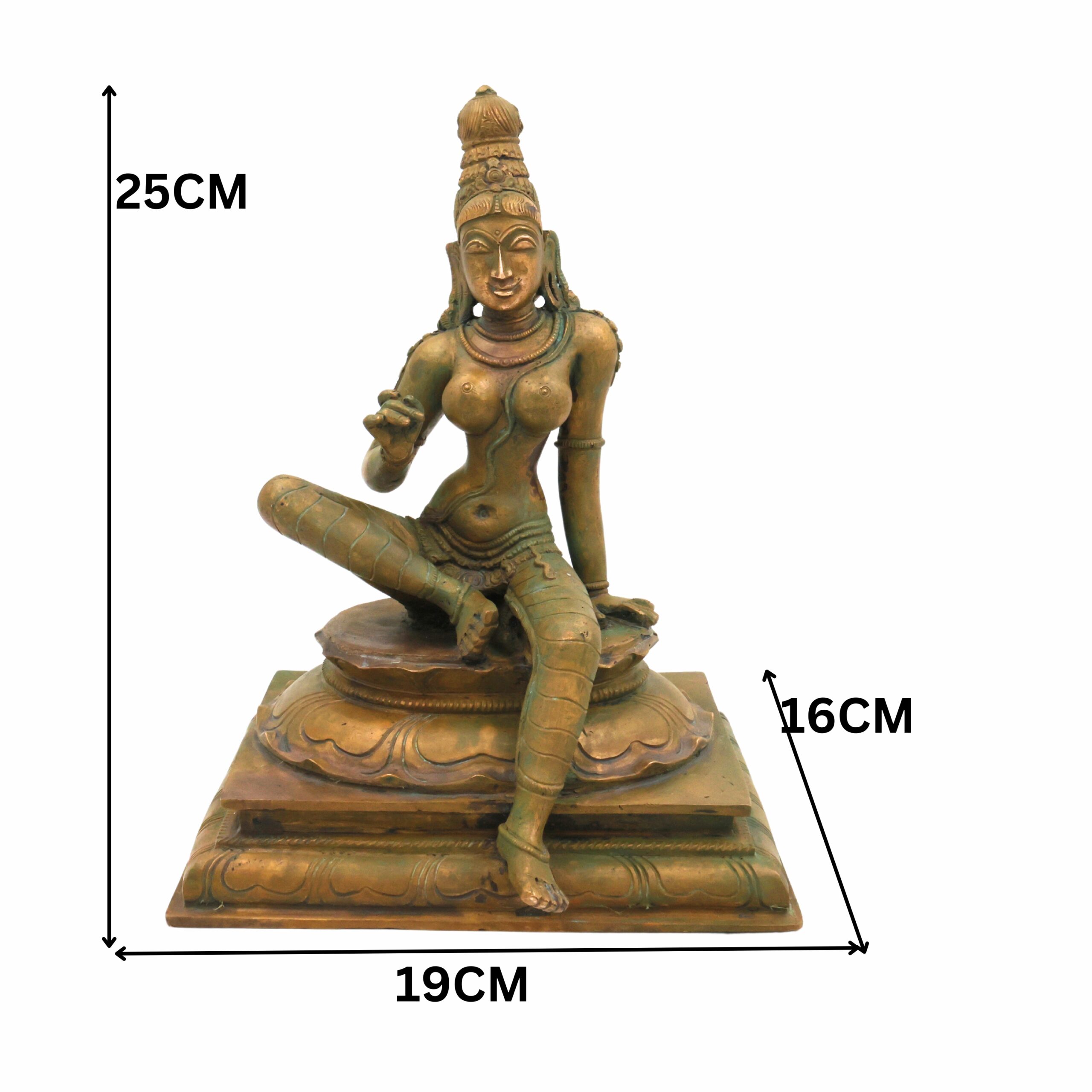 Handcrafted Panchaloha Bhoga Sakthi Parvathi Idol – South Indian Bronze Shakti Devi | Chola Art Pittalai Murti for Temple & Home,Brown, 10 Inch, 1 Piece