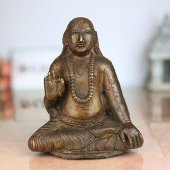 Handcrafted Bronze Panchaloha Raghavendra Swamy Idol – Authentic South Indian Chola Art Murti, Raghunatha Divine Sculpture for Temple & Pooja,Brown, 6 Inch, 1 Piece