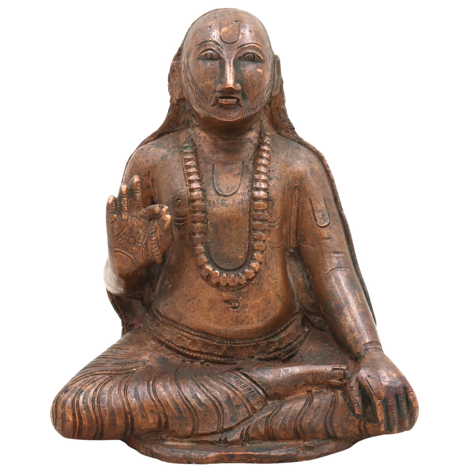 Handcrafted Bronze Panchaloha Raghavendra Swamy Idol – Authentic South Indian Chola Art Murti, Raghunatha Divine Sculpture for Temple & Pooja,Brown, 6 Inch, 1 Piece
