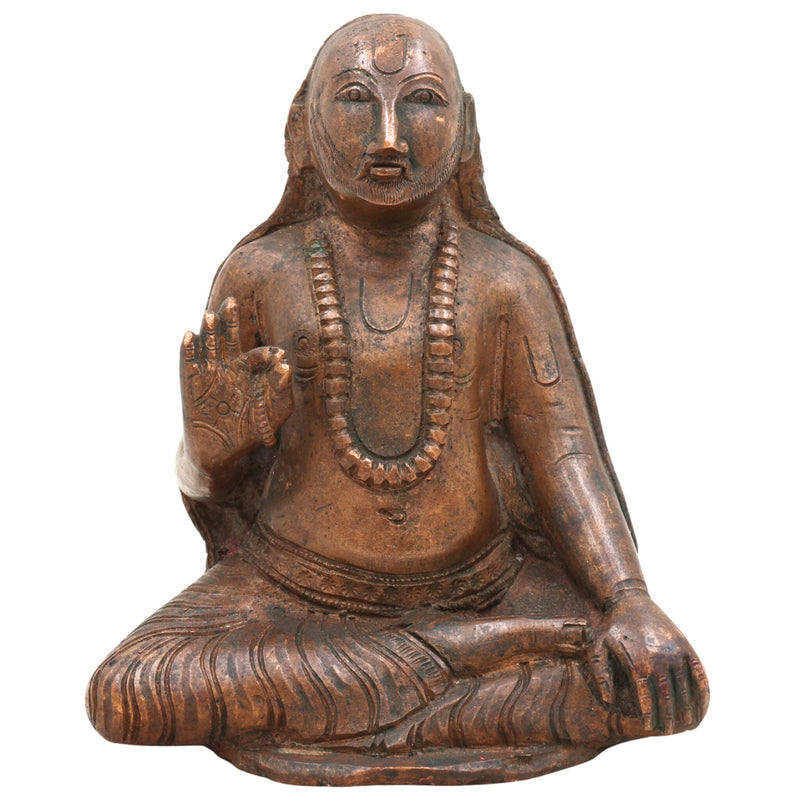 Handcrafted Bronze Panchaloha Raghavendra Swamy Idol – Authentic South Indian Chola Art Murti, Raghunatha Divine Sculpture for Temple & Pooja,Brown, 6 Inch, 1 Piece