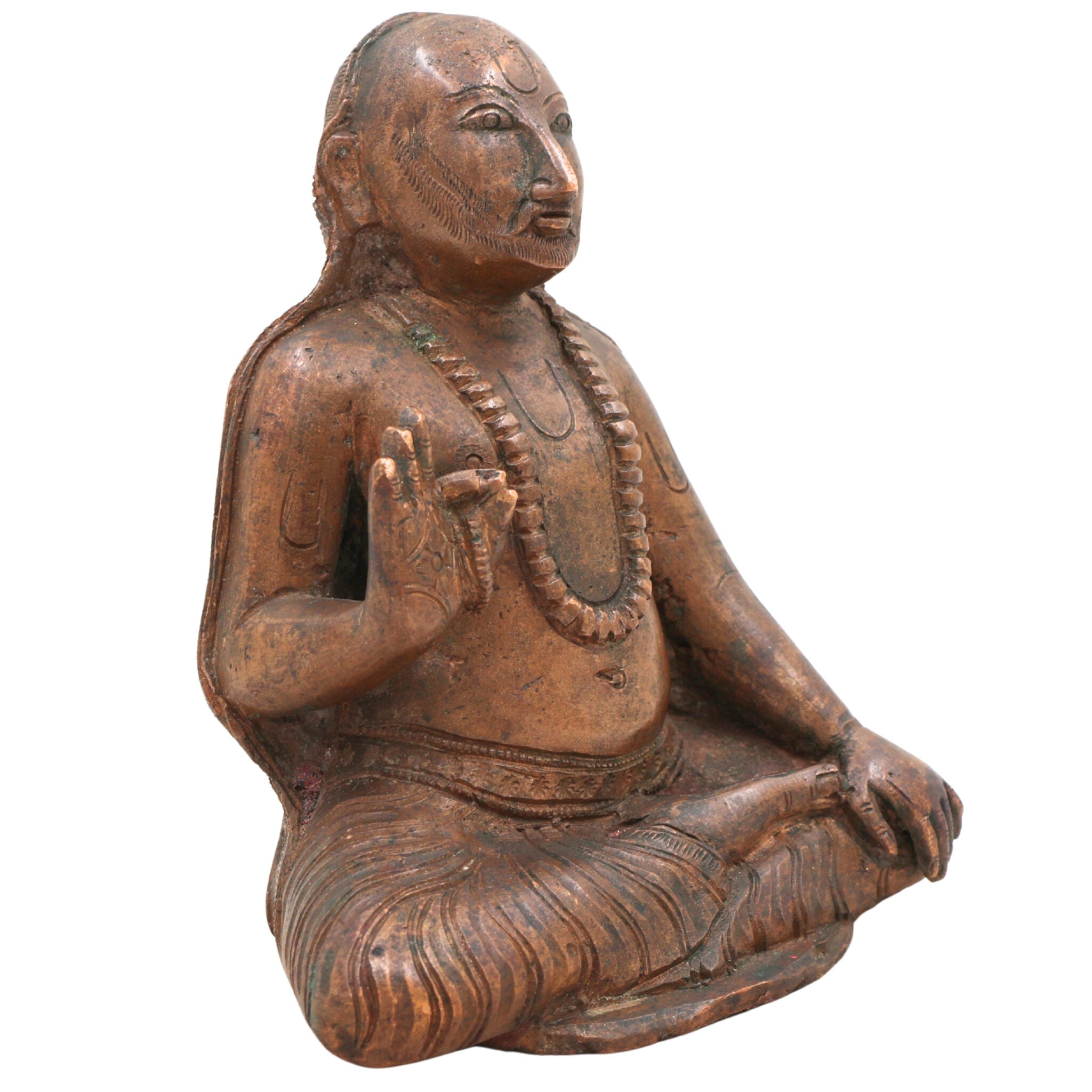 Handcrafted Bronze Panchaloha Raghavendra Swamy Idol – Authentic South Indian Chola Art Murti, Raghunatha Divine Sculpture for Temple & Pooja,Brown, 6 Inch, 1 Piece