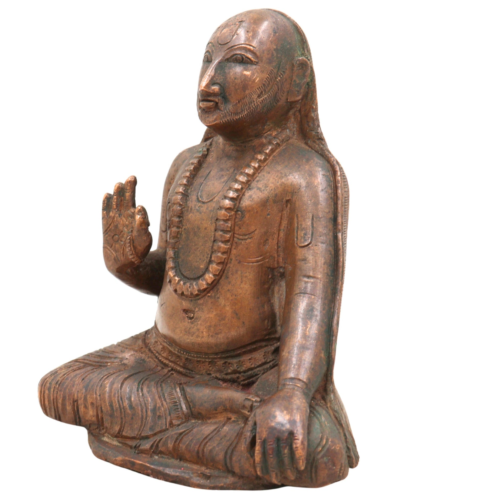 Handcrafted Bronze Panchaloha Raghavendra Swamy Idol – Authentic South Indian Chola Art Murti, Raghunatha Divine Sculpture for Temple & Pooja,Brown, 6 Inch, 1 Piece