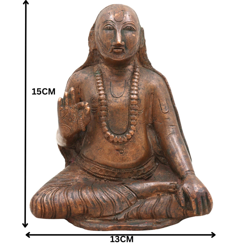 Handcrafted Bronze Panchaloha Raghavendra Swamy Idol – Authentic South Indian Chola Art Murti, Raghunatha Divine Sculpture for Temple & Pooja,Brown, 6 Inch, 1 Piece