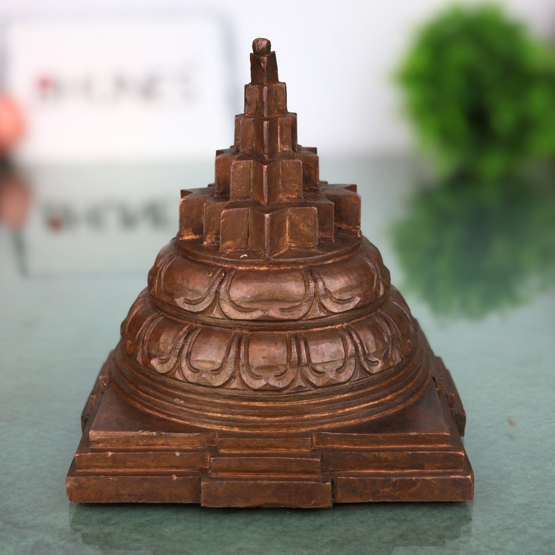 Bronze Panchaloha Shree Yantra, Panchadatu Shri Yantra for Vastu and Spiritual Energy, Handcrafted Sacred Yantra for Home and Office, Brown, 4 Inch, 1 Piece