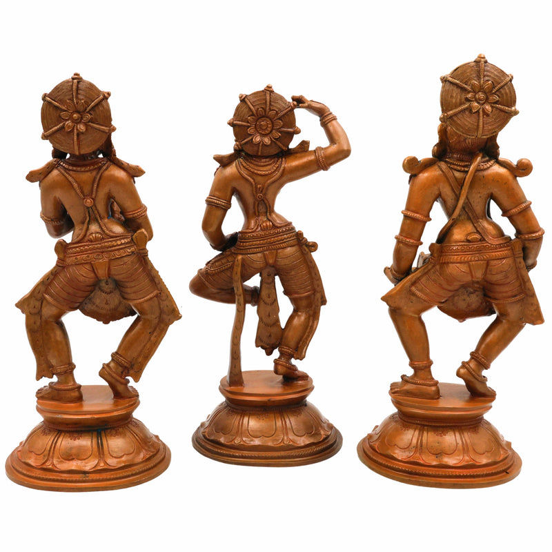 Bronze Musical Ladies Set, Folk Singers Sculptures, Handcrafted Panchaloha Figurines, Decorative Folk Art Statues, Traditional Brass Figures, Indian Handcrafted Folk Music Statues, Panchaloha Decorative Sculptures, Brown, 11 Inch, 1 Piece