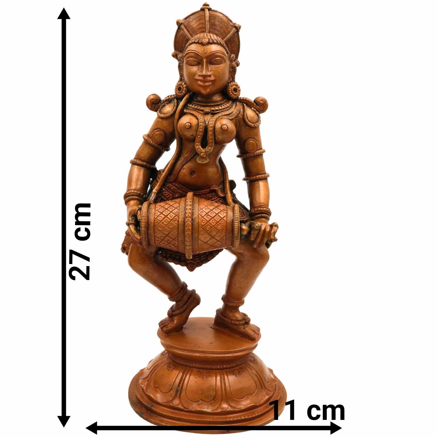 Bronze Musical Ladies Set, Folk Singers Sculptures, Handcrafted Panchaloha Figurines, Decorative Folk Art Statues, Traditional Brass Figures, Indian Handcrafted Folk Music Statues, Panchaloha Decorative Sculptures, Brown, 11 Inch, 1 Piece