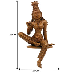 Bronze Panchaloha Goddess Parvati Idol, Handmade Shivagami Murti, Parvati Mata Statue, Adi Parashakti Sculpture, Parwathi Devi Panchadatu Silai, Boga Sakthi Figurine for Home Pooja, Brown, 9.5 Inch, 1 Piece