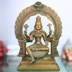 Panchaloha Bhuvaneshwari Idol, Goddess Handmade Bronze Bhuneshwari Devi, Six-Armed Parvati, Traditional Handmade Murti, Hindu Spiritual Sculpture, Brown, 18 Inch, 1 Piece