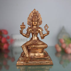 Handcrafted Bronze Mariamman Idol – Panchaloha Karumari Amman | Samayapuram Mari Mata | South Indian Grama Devata Statue, Gold, 10.5 Inch, 1 Piece