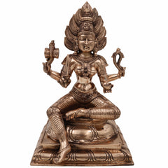 Handcrafted Bronze Mariamman Idol – Panchaloha Karumari Amman | Samayapuram Mari Mata | South Indian Grama Devata Statue, Gold, 10.5 Inch, 1 Piece
