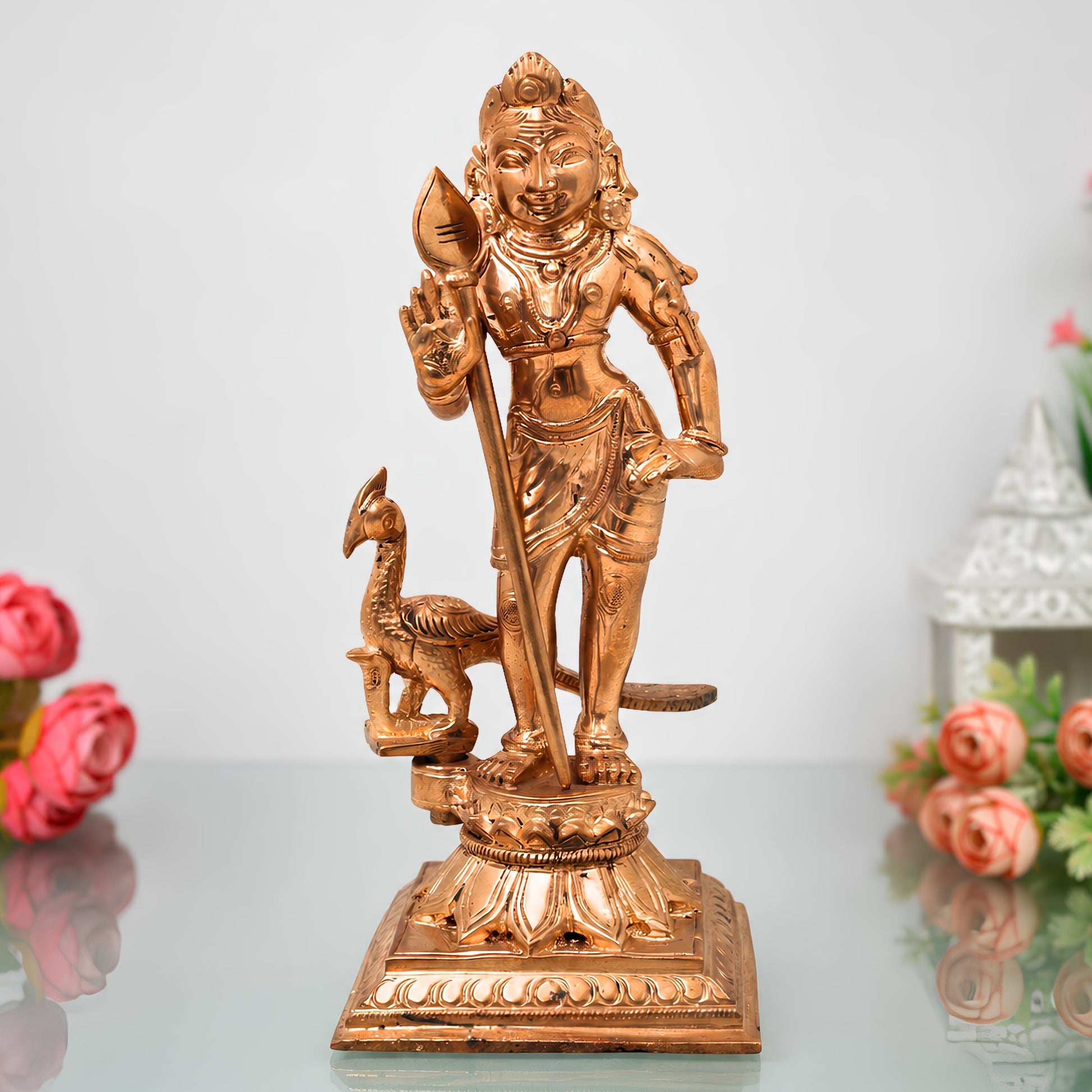 Bronze Bala Murugan, Swaminatha Silai, Karthikeya Bhagawan, Subramanya, Kumara, Mahasena, Shanmukha, Subrahmanya Murti, Lord Murugan Idol, Guhan, Kartikeya Statue, Skanda Sculpture, Gold, 7 Inch, 1 Piece