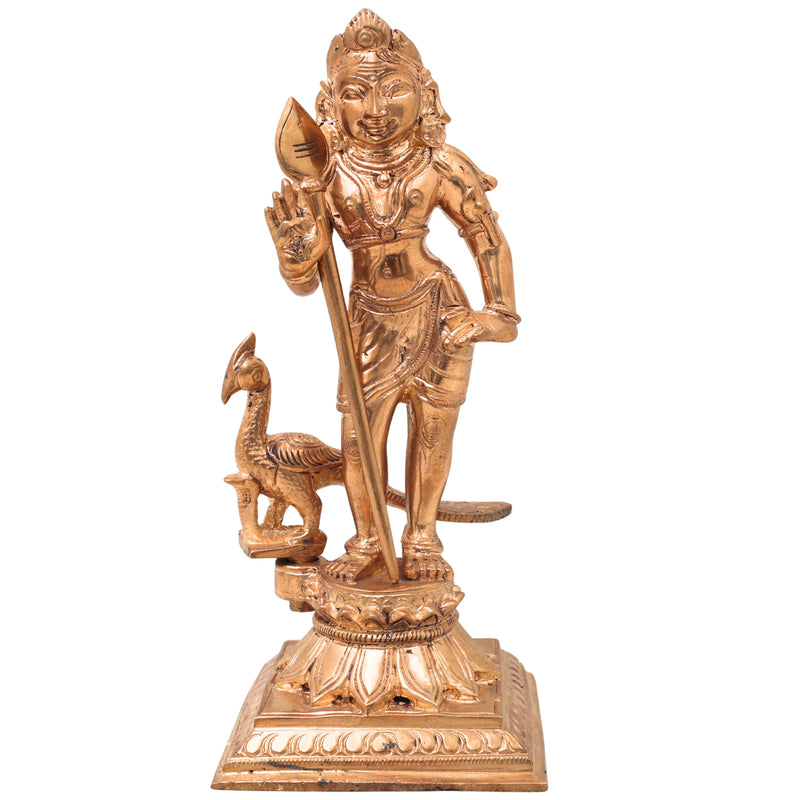Bronze Bala Murugan, Swaminatha Silai, Karthikeya Bhagawan, Subramanya, Kumara, Mahasena, Shanmukha, Subrahmanya Murti, Lord Murugan Idol, Guhan, Kartikeya Statue, Skanda Sculpture, Gold, 7 Inch, 1 Piece