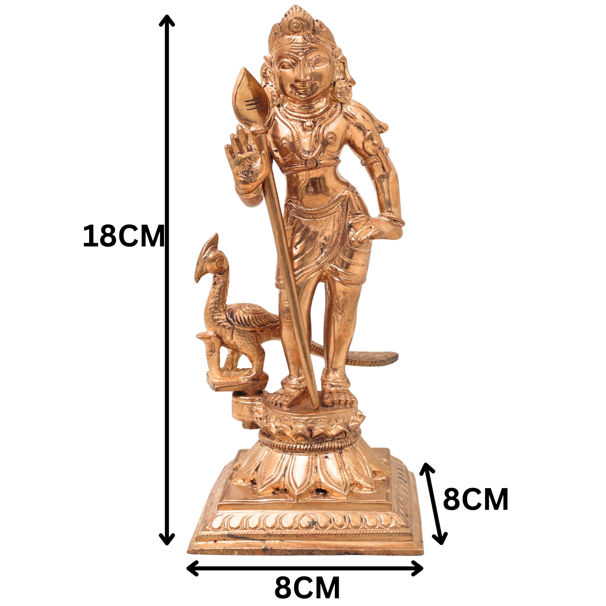 Bronze Bala Murugan, Swaminatha Silai, Karthikeya Bhagawan, Subramanya, Kumara, Mahasena, Shanmukha, Subrahmanya Murti, Lord Murugan Idol, Guhan, Kartikeya Statue, Skanda Sculpture, Gold, 7 Inch, 1 Piece